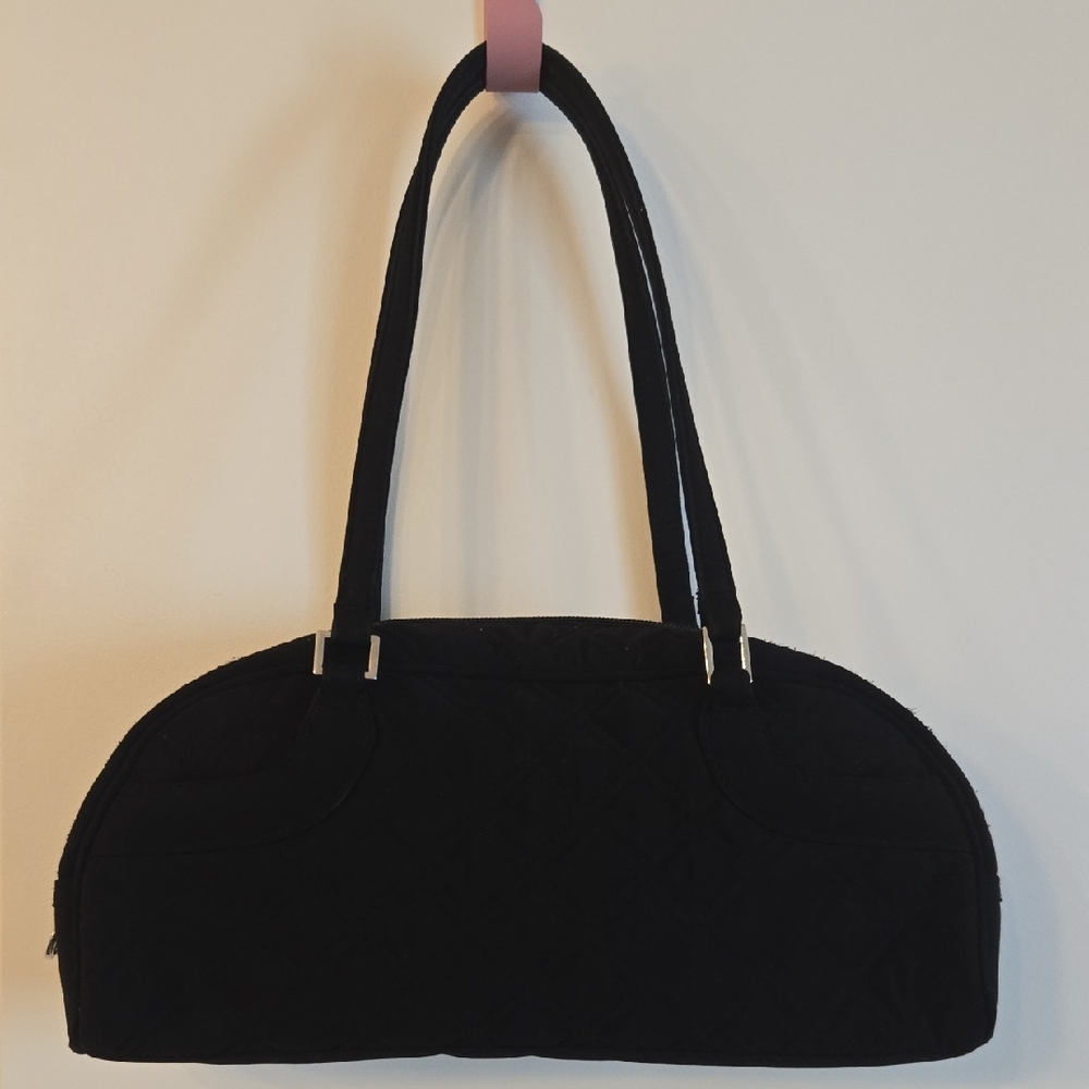 Vera Bradley Black Shoulder Bag Sleek Crescent Design
